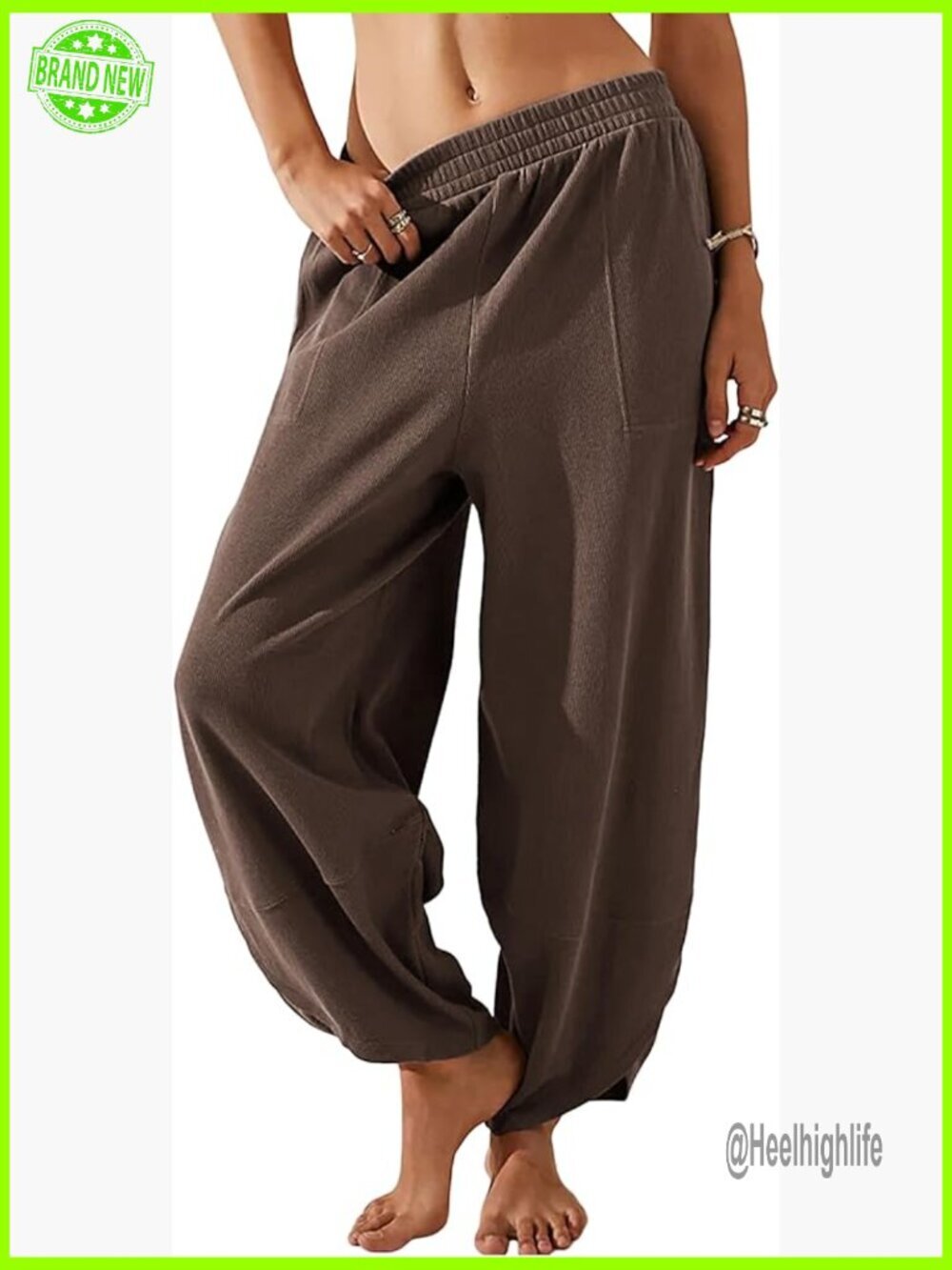 Cotton Wide Leg Palazzo Pants Elastic Waist Casual Lounge Beach